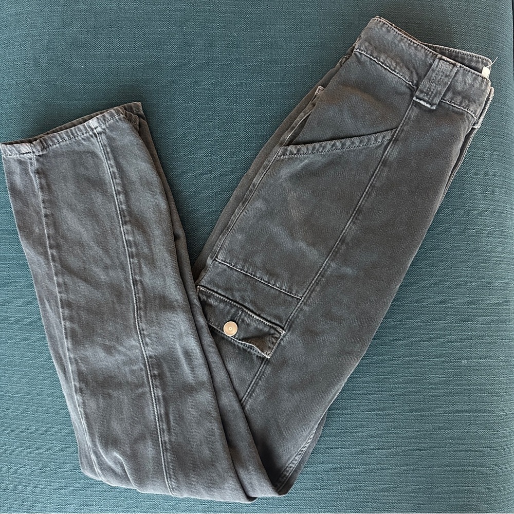 Grey Reformation Kiley Cargo Pants Adriatic High Rise Women Size 26 - Picture 3 of 10